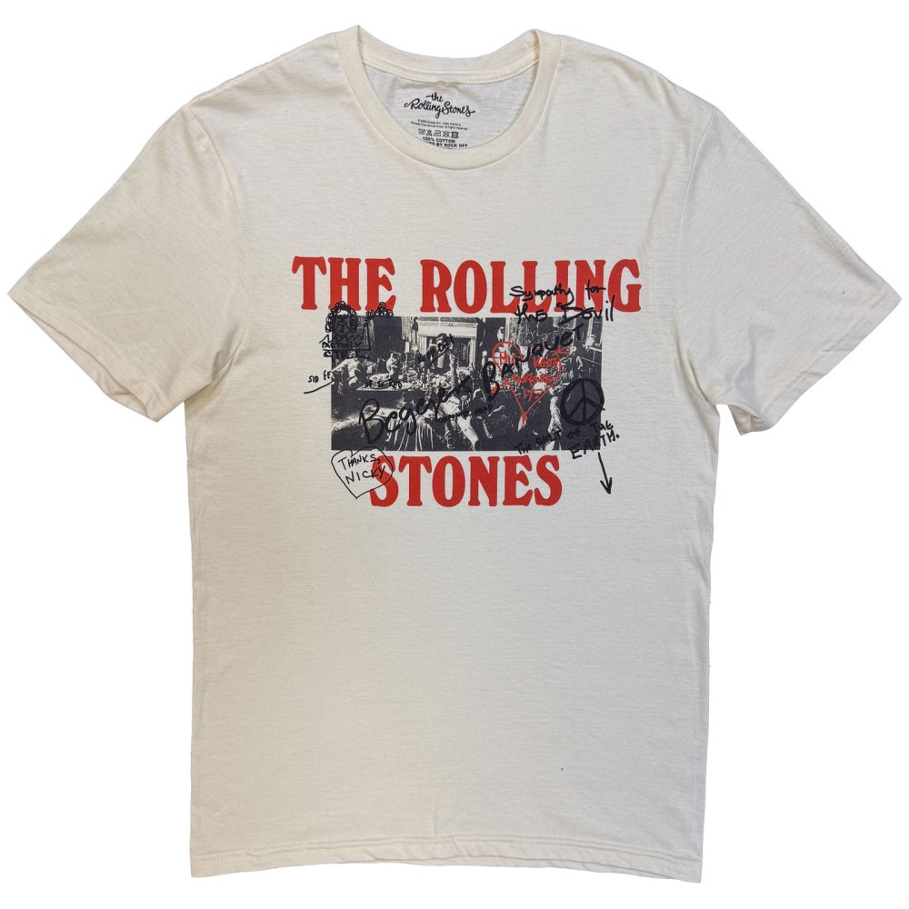 The Rolling Stones - Beggars Banquet Graffiti Heren Tshirt - Creme